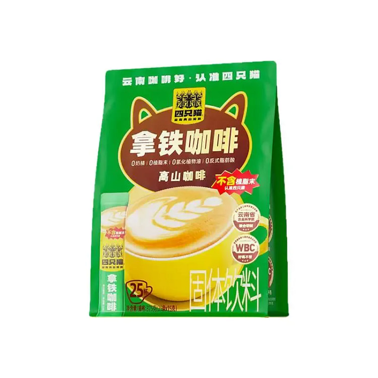 四只猫咖啡拿铁咖啡375g三合一速溶咖啡热饮 375 克
