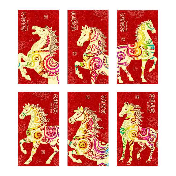Lunar New Year Red Envelopes Cartoon 6-PACKS 1 each