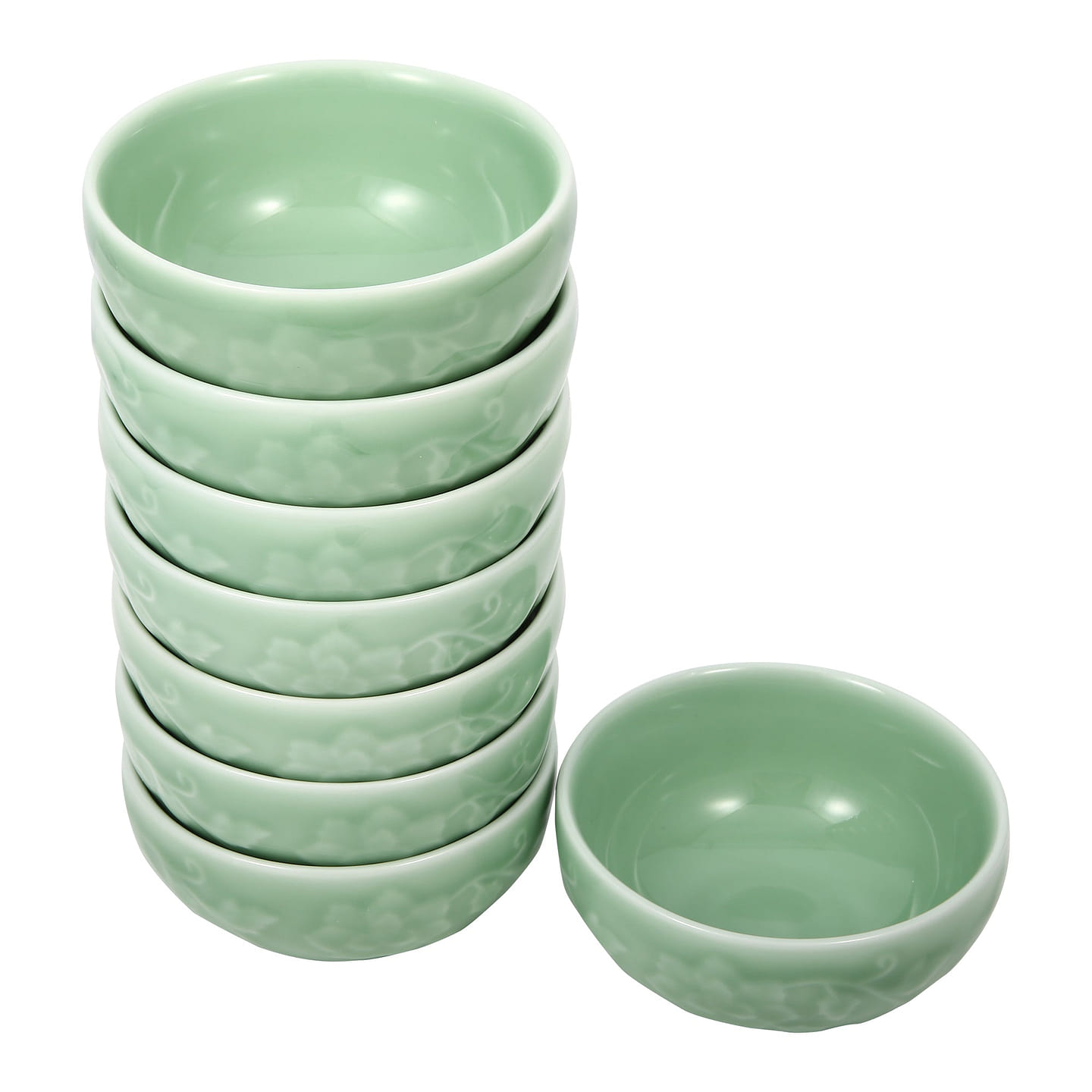 8-Piece Celadon Bowl With Peony Pattern 4.5 Bowl Gift Set Plum Green 1 each