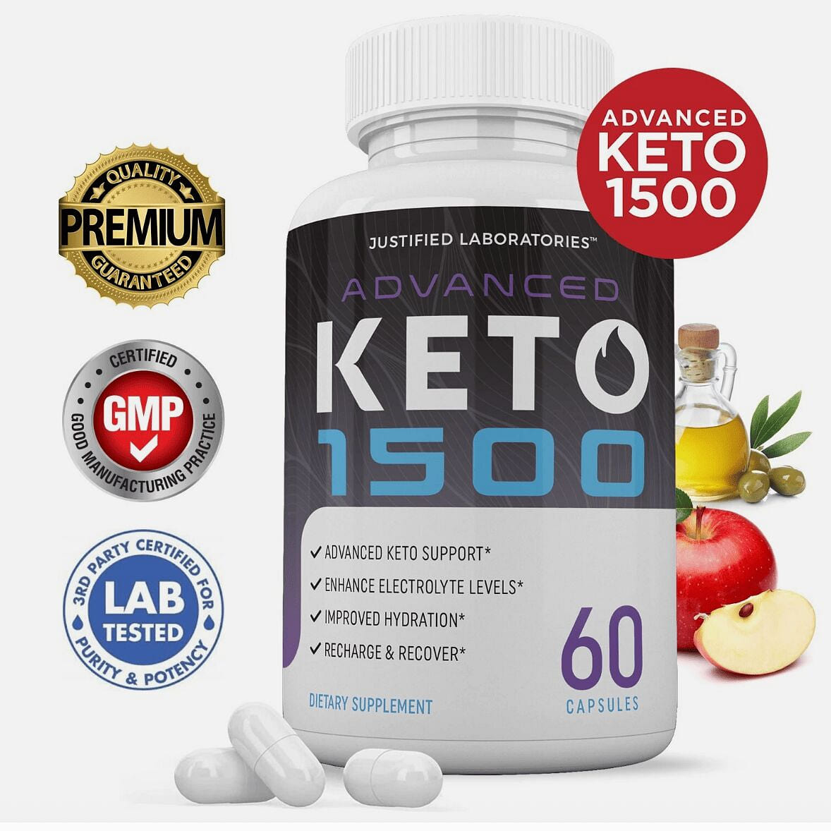 Advanced Keto 1500 Keto ACV Pills 1275MG New Impro 1 bottle