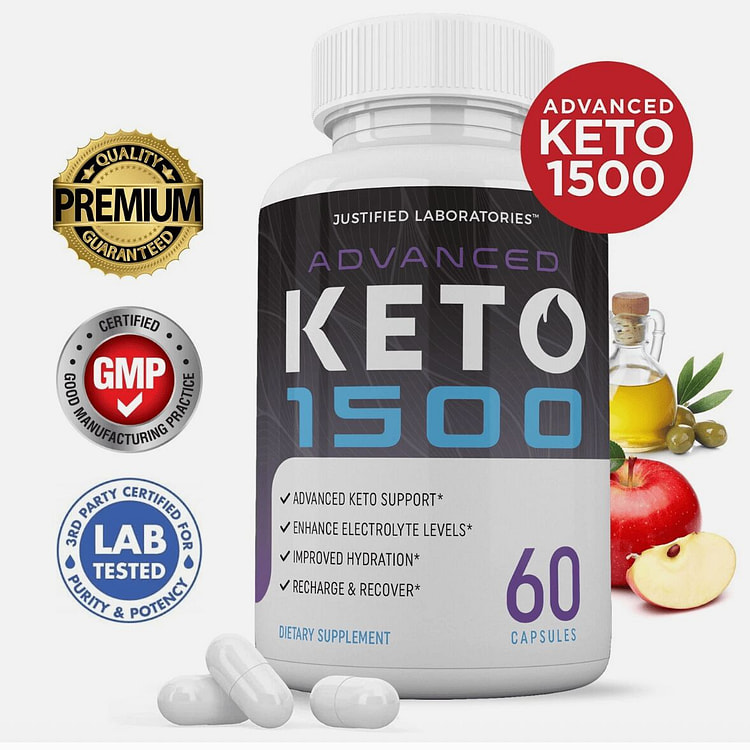 Advanced Keto 1500 Keto ACV Pills 1275MG New Impro 1 bottle