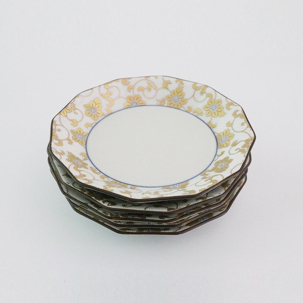 Kutani Ware Serving Plate Gold Flower 5set 6.1 × 6.1 in Weee!