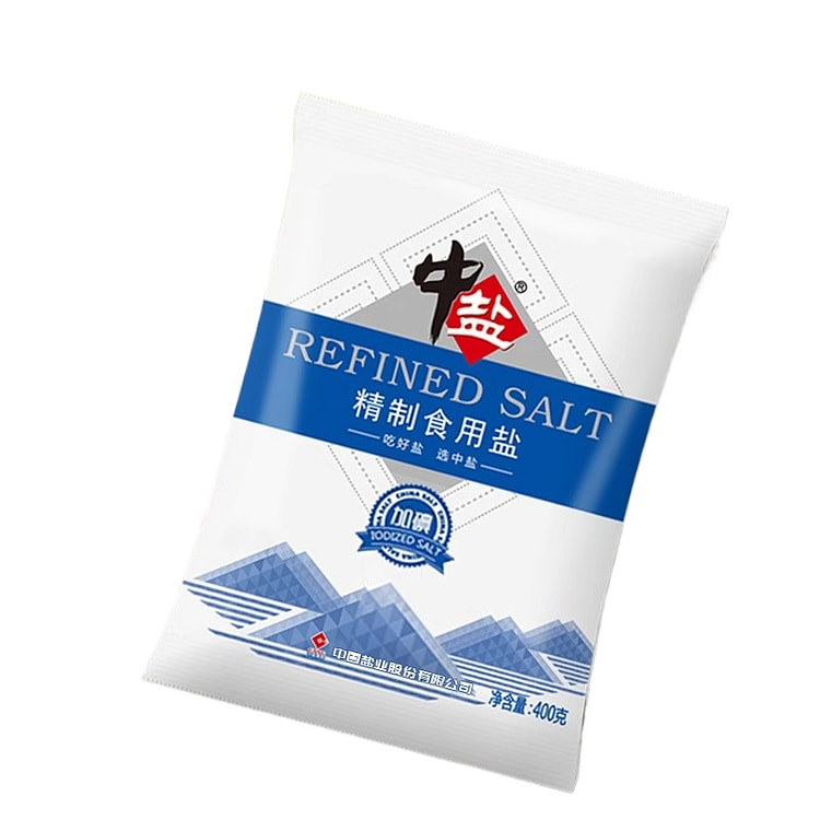 中盐精制食用盐加碘400g*1袋