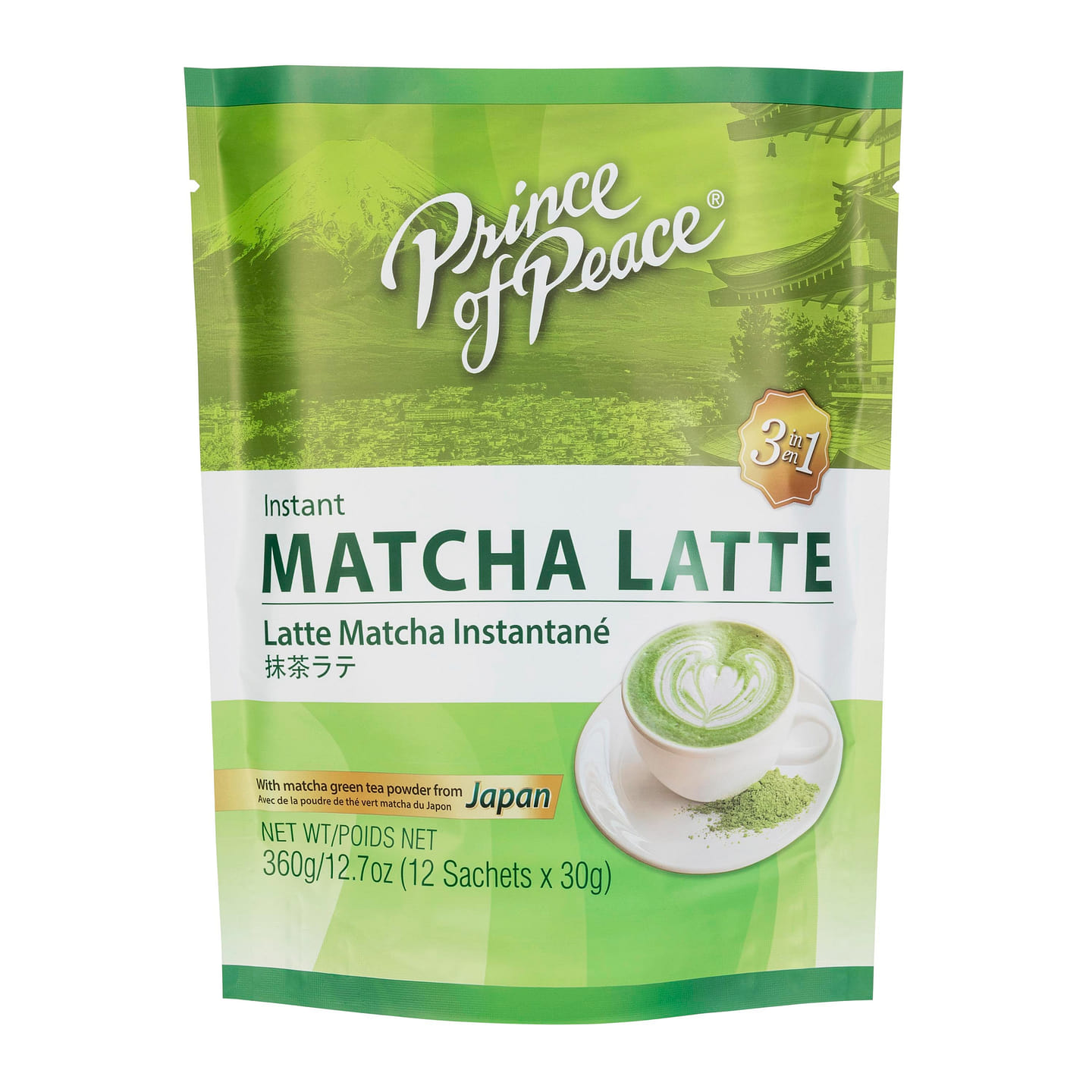Prince of Peace 3-in-1 Instant Matcha Latte, 12 sachets 1 each