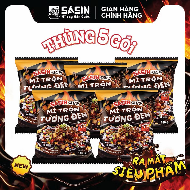 [COMBO 5 GÓI ] MÌ TRỘN TƯƠNG ĐEN SASIN 5 gói