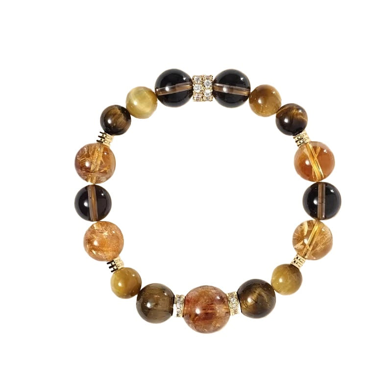 Yellow crystal tiger eye stone bracelet 10mm 1 box