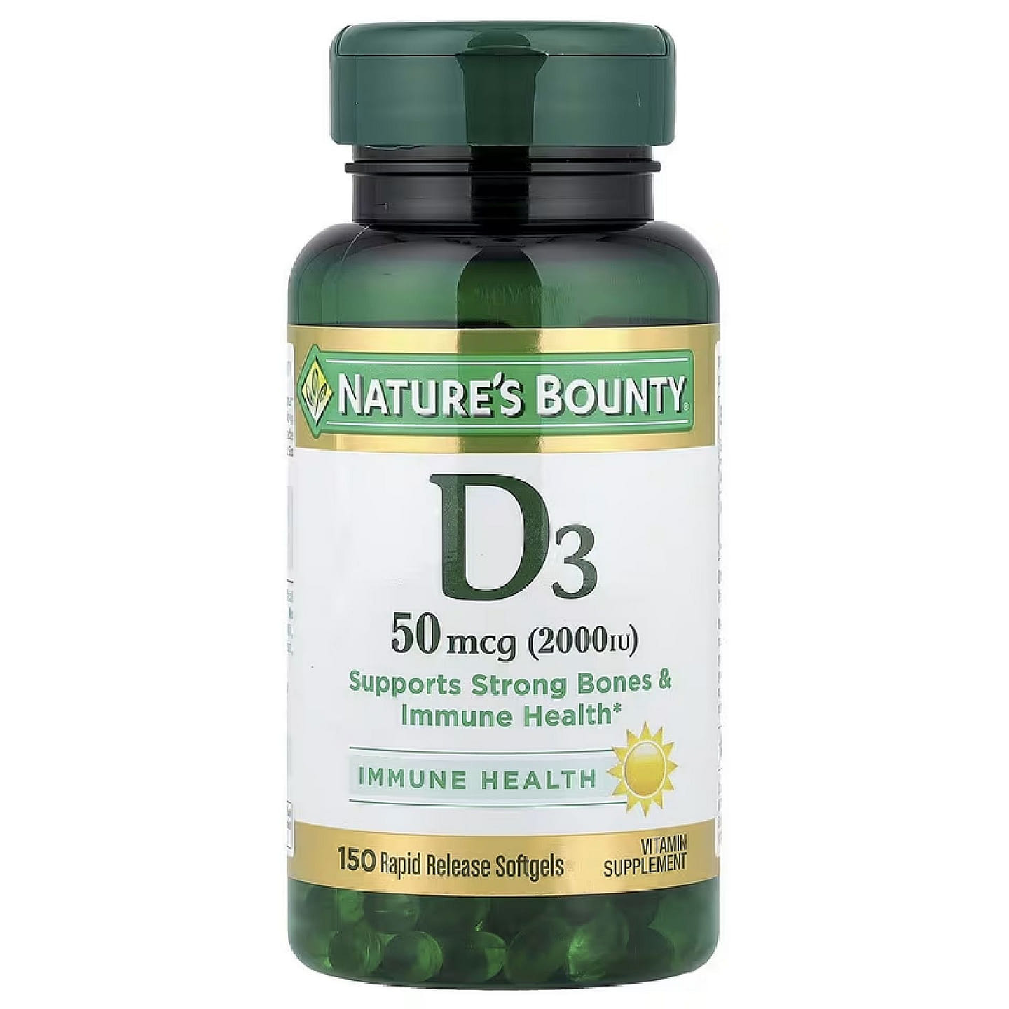 Nature’s Bounty Vitamin D3 50mcg 150 Softgels 1 bottle