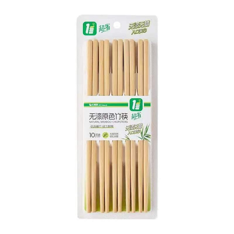 Unstained natural-color bamboo chopsticks 10 pairs 1 each