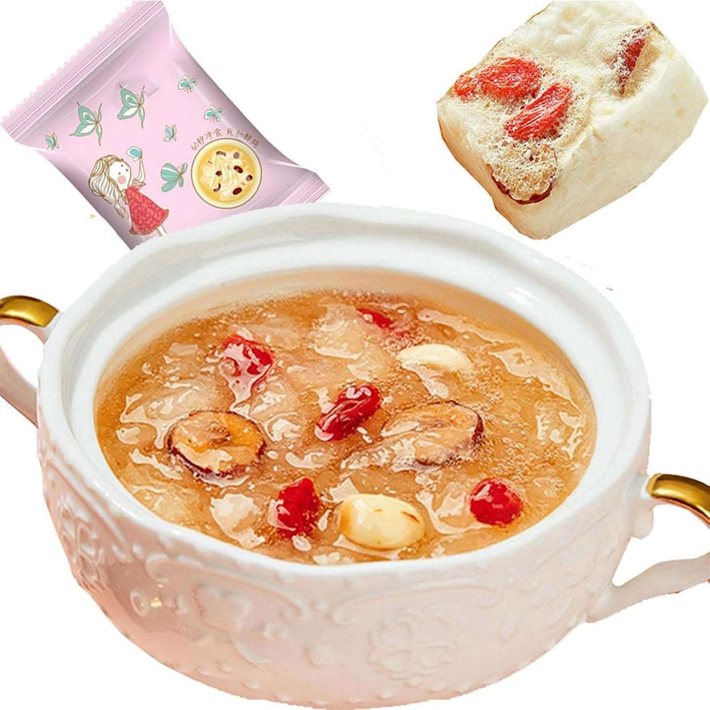 银耳红枣桂圆羹10PCS x 15g 即食健康营养粥 冻干银耳红枣枸杞汤羹 甜美软糯 色泽靓丽 滋补养颜,快速吃早餐,美国仓库发货,包邮 1 份