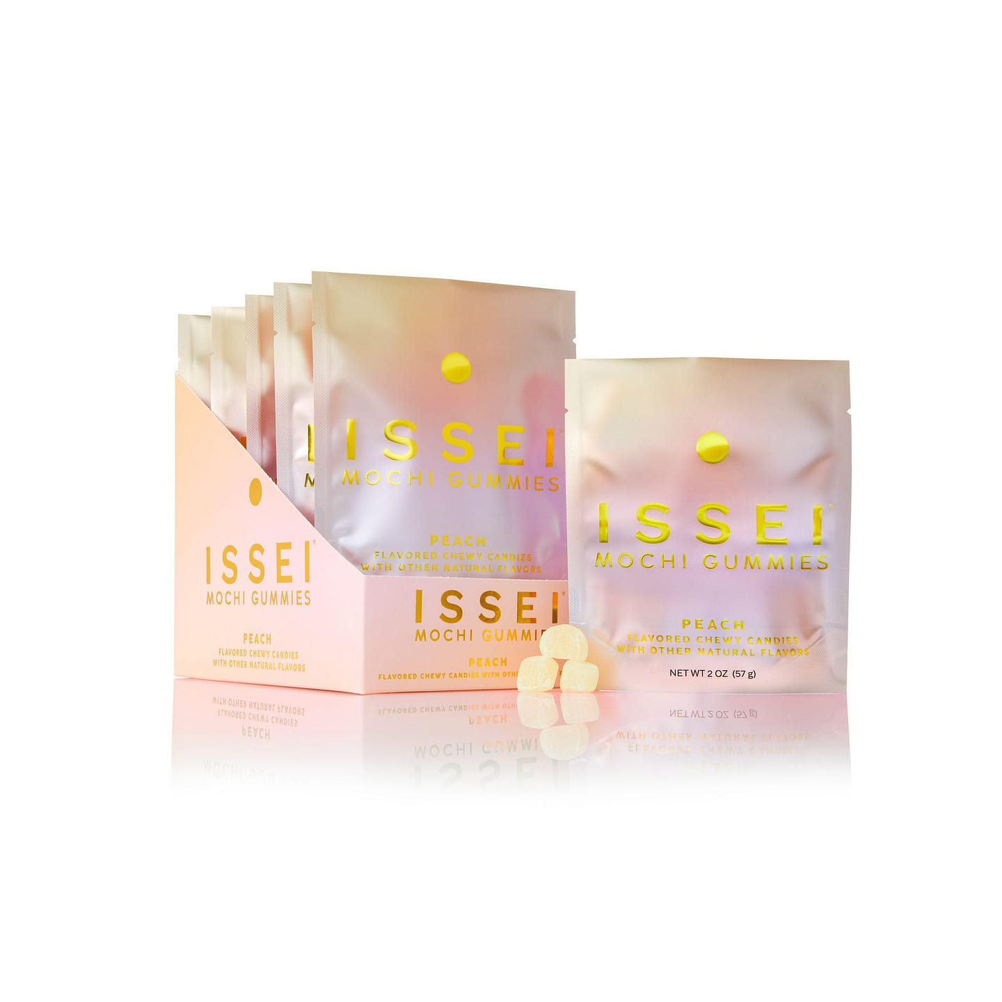 Issei Peach Mochi Gummies 6-pack Chewy Candy 2 oz