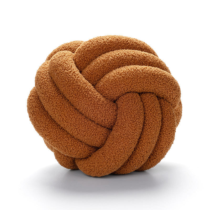 LULLABUY Knotted Ball Lamb Fleece Throw Pillows Brown 22cm 2000 g