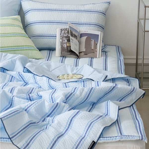 Pure Cotton Seersucker Duvet Pad Set - Royal Blue 1 pack - Weee!