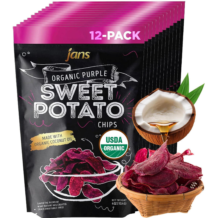 Jans Sweet Potato Chips Purple 4oz Pack of 12 4 oz*12 pack