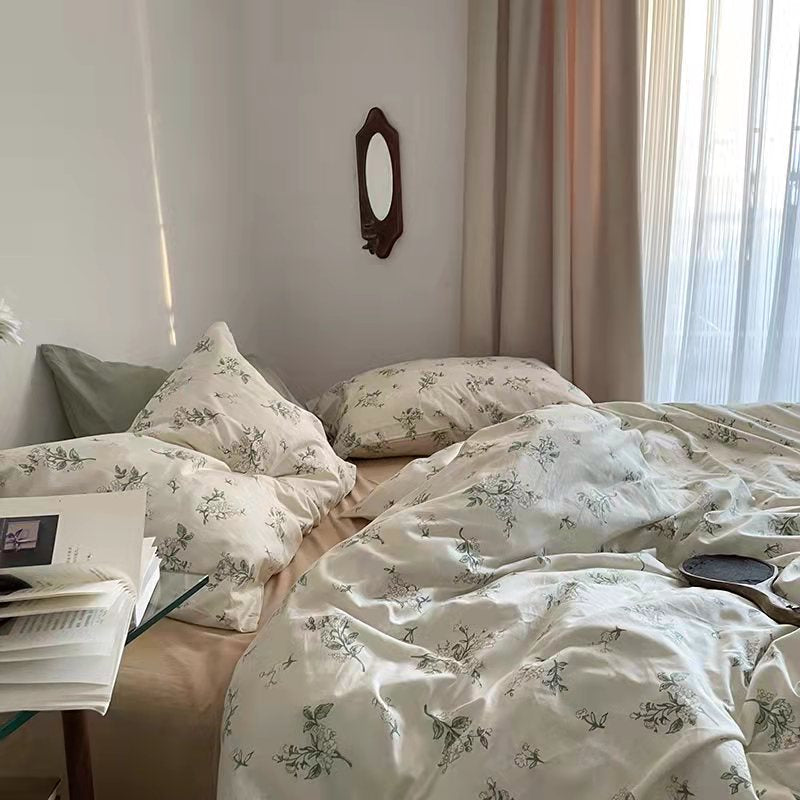 LULLABUY Korean Retro Floral Bedding Set 4Pcs Set Style 3 King Size 2000 グラム