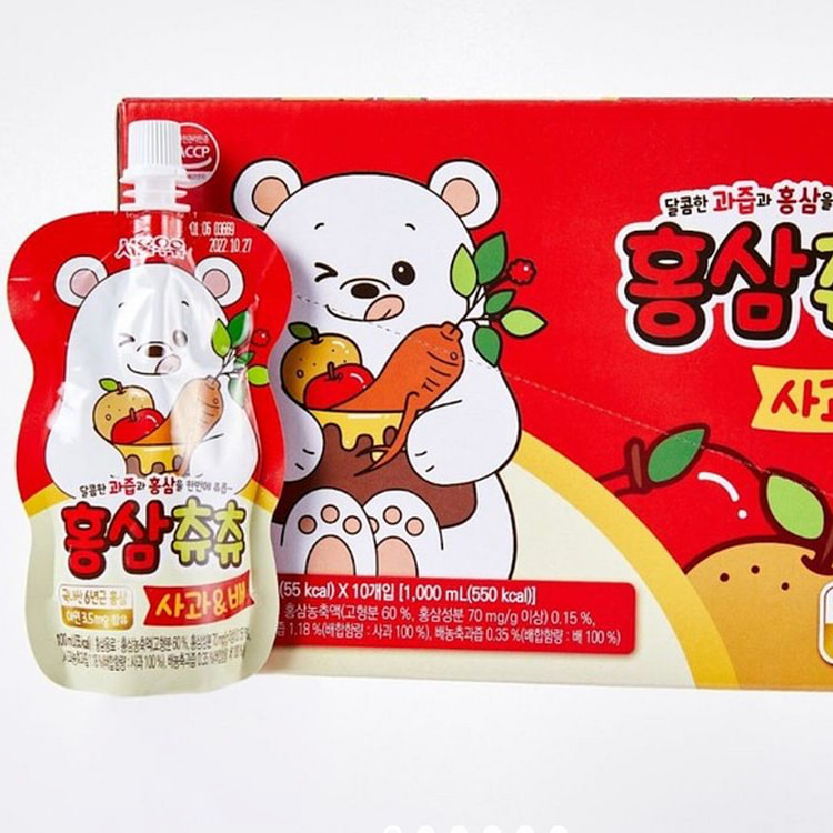 CHU CHU 红参苹果梨果汁饮料 10入