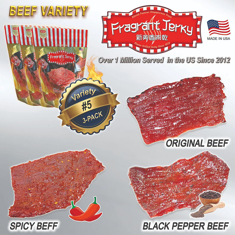 #5 现火烤牛肉干 (原味/辣味./黑胡椒) 3袋 340 克