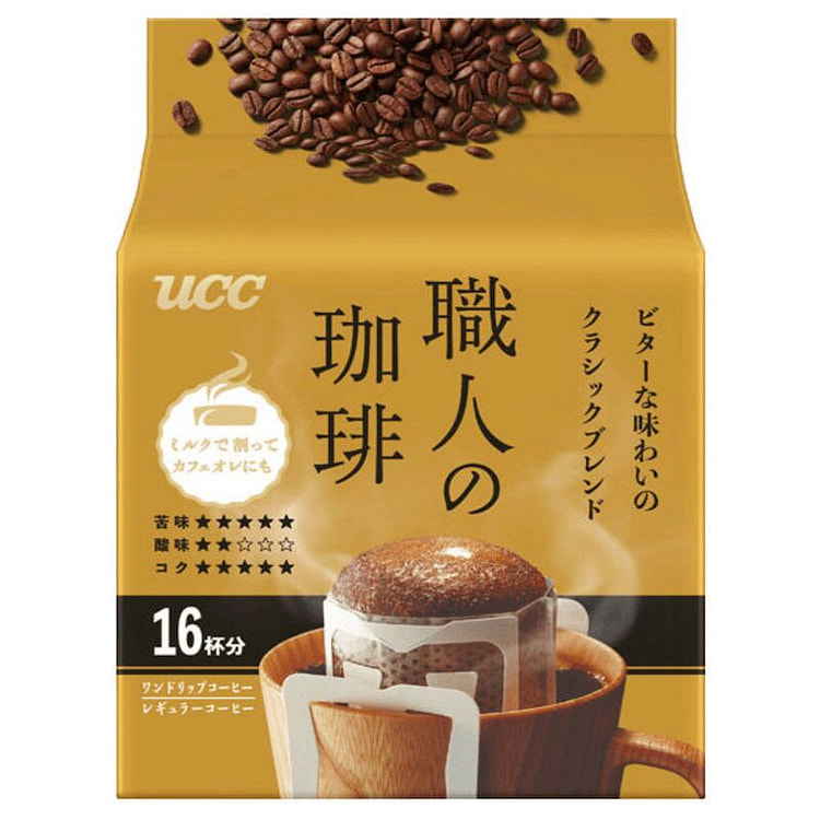 UCC职人挂耳咖啡 新款金色经典浓郁办公提神16袋