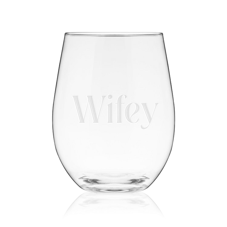 Wifey Serif Stemless Wine Glass