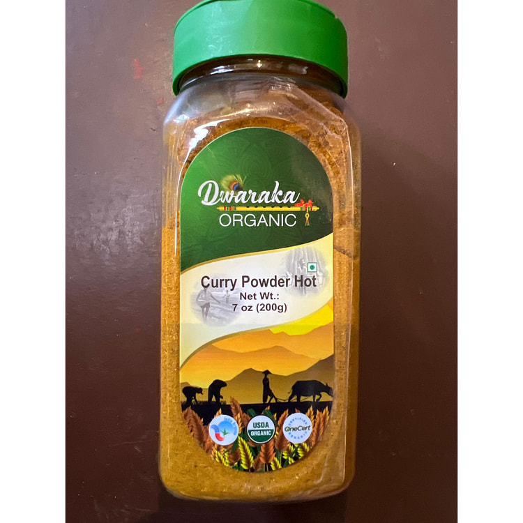 Dwarka Organic Curry Powder Hot Jar 7 oz