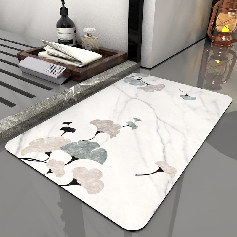 Super Absorbent Diatom Mud Bath Mat Non-Slip Quick Drying,ginkgo 60*40 1 each