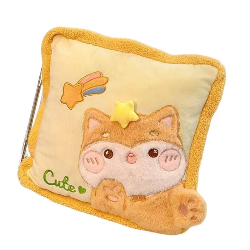 Animal Throw Pillow Blanket 2-In-1 Comforter Pillow Nap – Yellow Rainbow Fox 1Pc 1 count