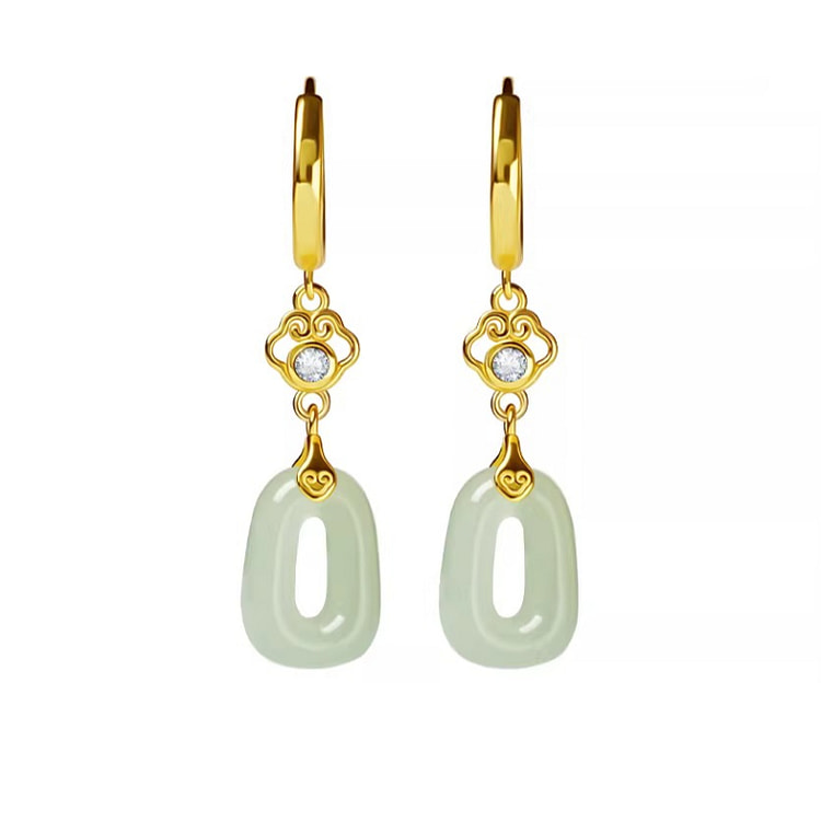 宫里上新 和田玉耳饰纯银耳钉 如意千祥27*8mm 1 盒