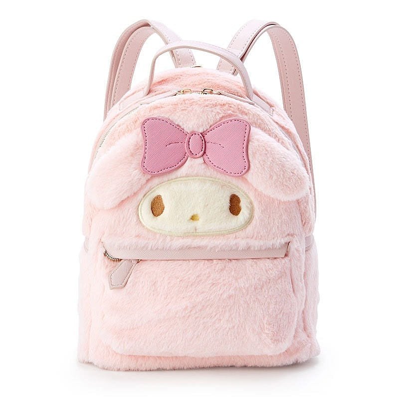 Cute Girl’s Dual-shoulder Backpack Adorable Fluffy Bookbag Pink Rabbit 1 each