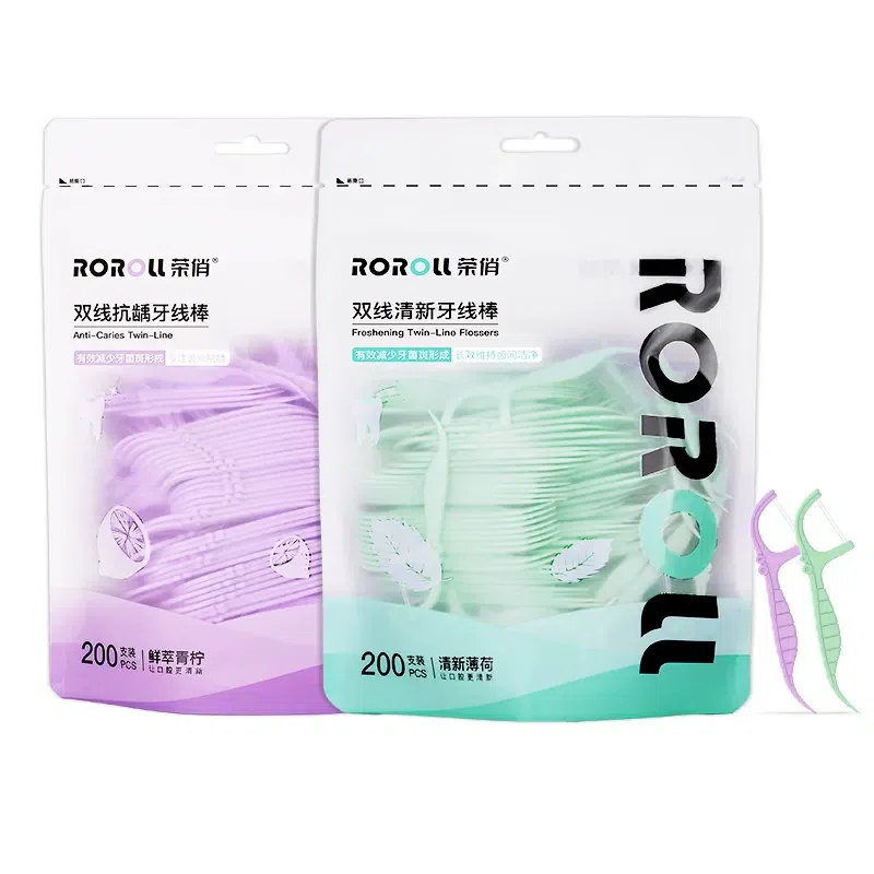 Rongqiao mint flavored double line dental floss 2 pack