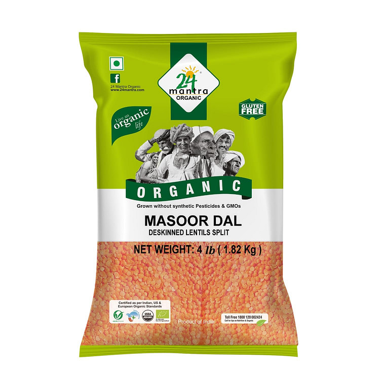 24 Mantra Organic Masoor Dal 4lb 1 pack