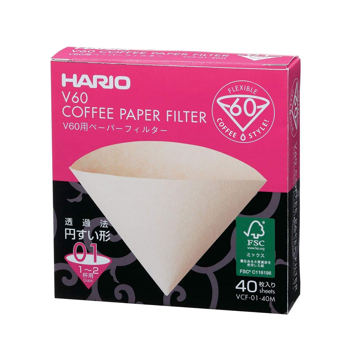 V60咖啡滤纸 01号 天然(无折边)40片 1 份