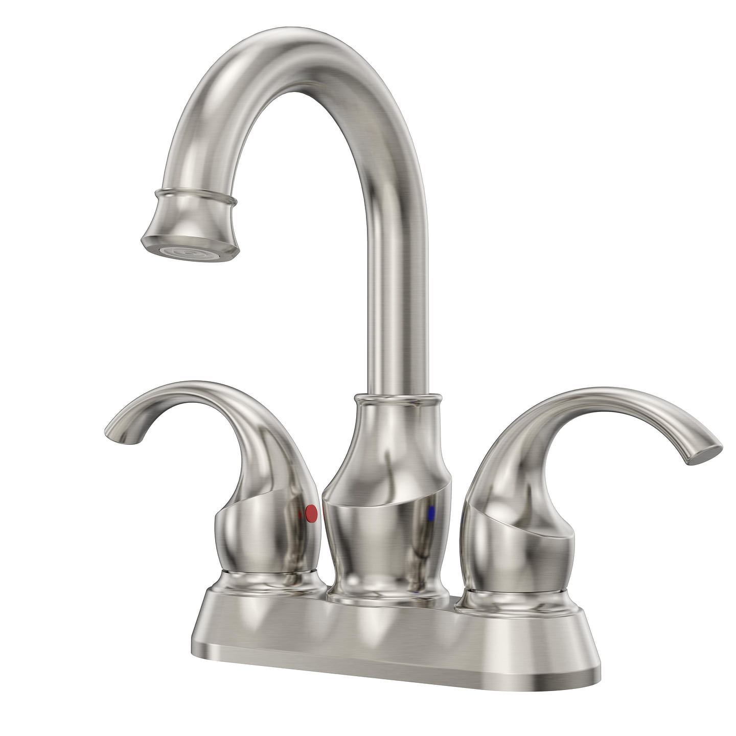 4 in. Centerset 2-Handle High-Arc Bathroom Faucet in Brushed Nickel 4.17 lb