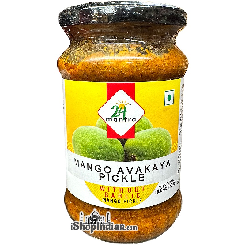 24 Mantra Mango Avakaya Pickle without Garlic 10oz 10.58 オンス