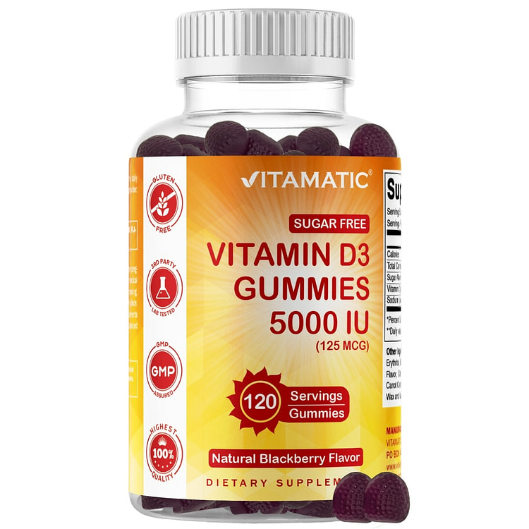 无糖维生素 D3 5000 IU - 120 粒软