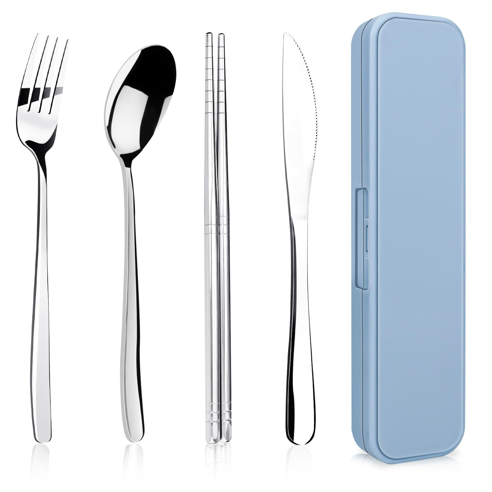 5件套餐具套装包含筷子，餐刀，餐叉，勺子，收纳盒- Weee!