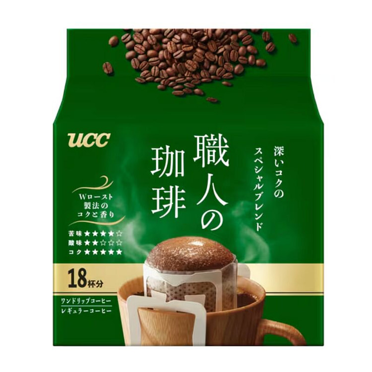 UCC职人挂耳咖啡 绿色深厚浓郁办公提神搭档18袋