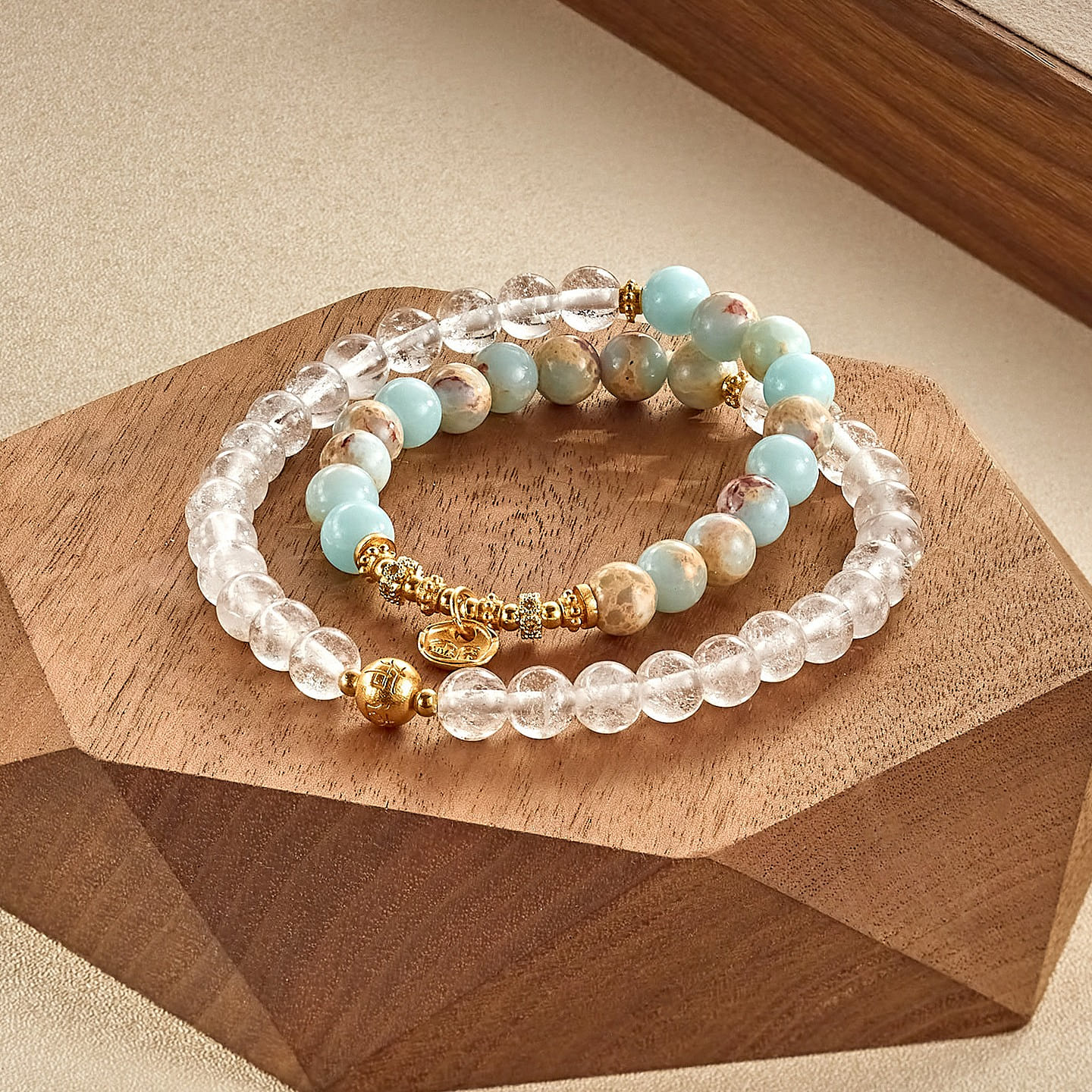 Shoushan Stone & Clear Quartz Bracelet 1 each