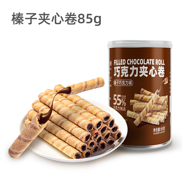 卜珂 榛子夹心卷蛋卷夹心饼干脆卷85g*1桶装