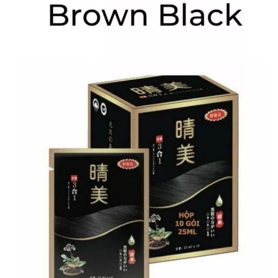 KOMI JAPAN Hair Dye Color Shampoo BROWN BLACK (10packs X 25ml) 1 box