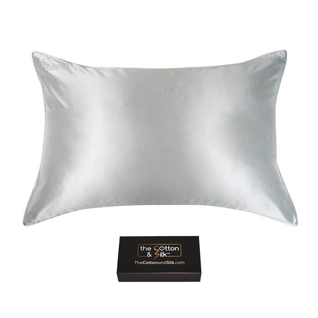 Luxurious 22 Momme Mulberry Silk Pillowcase, Silver Full/Standard (20“ x 26“) / Silver 0.5 lb