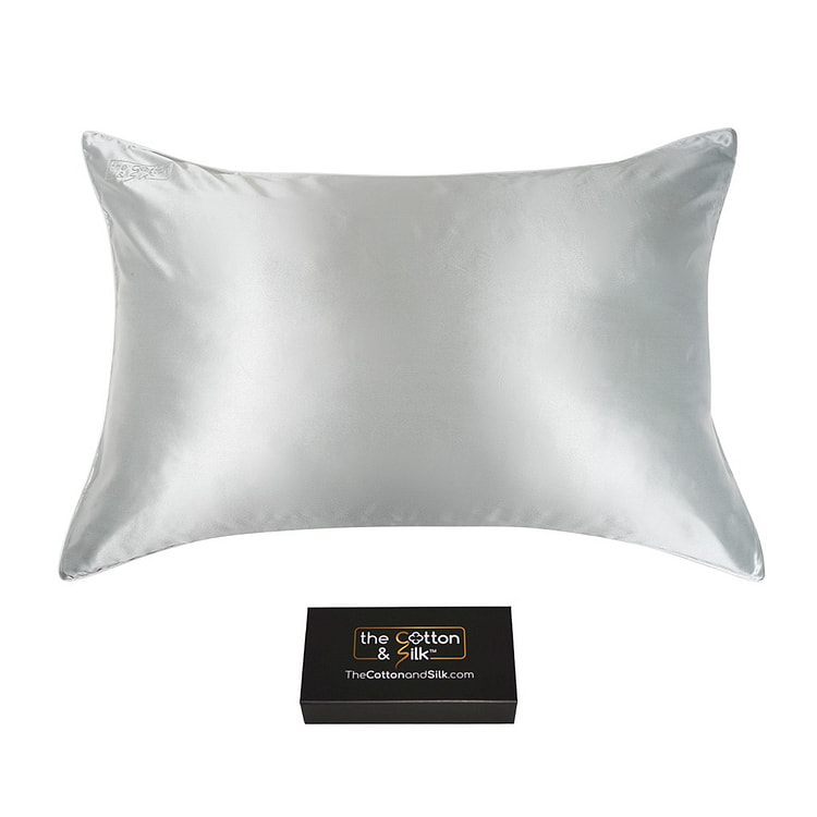 Luxurious 22 Momme Mulberry Silk Pillowcase, Silver Full/Standard (20“ x 26