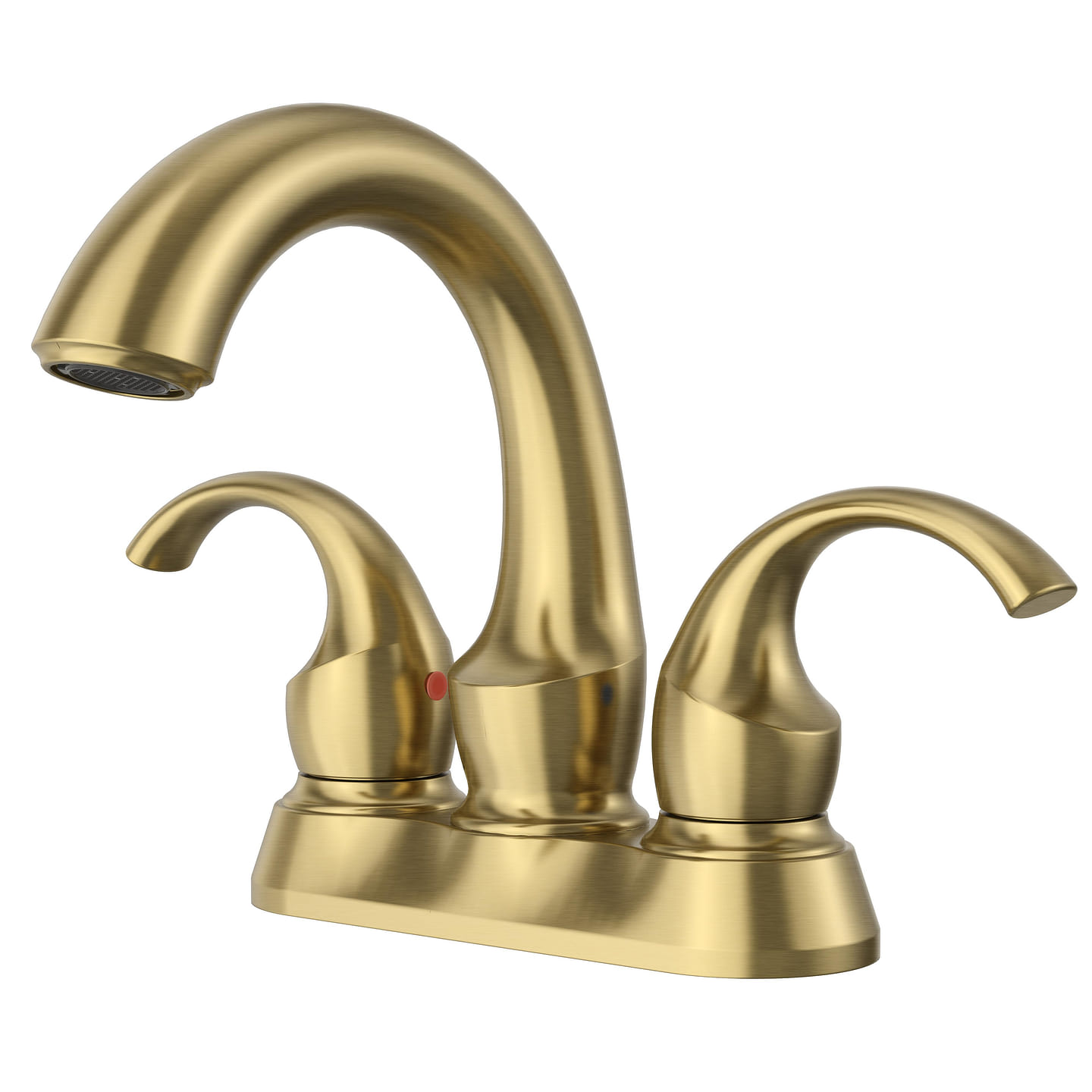 4 in. Centerset 2-Handle Bathroom Faucet in Brushed Brass 4.37 lb