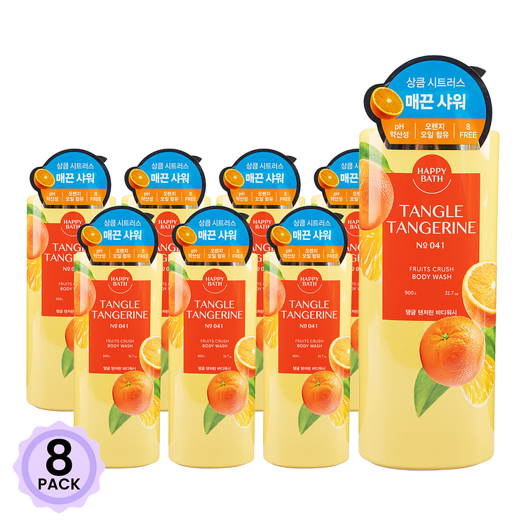 HAPPY BATH FRUIT CRUSH BODY WASH TANGLE TANGERINE 900 ml*8 pack