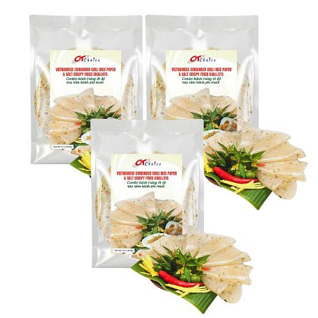 Combo Bánh Tráng Ớt Đỏ Rau Răm & Hành Phi Muối 5 Túi