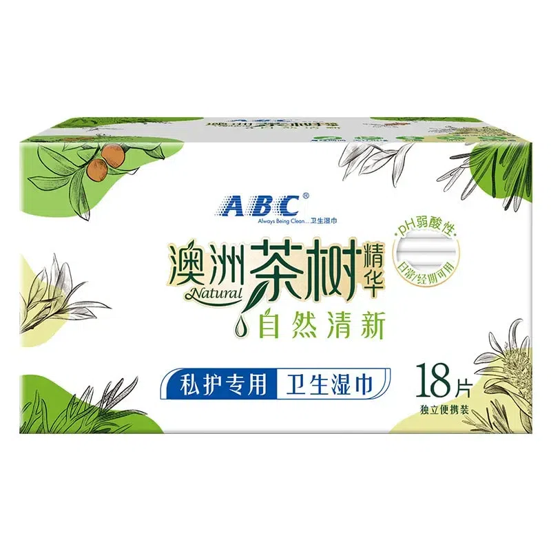 ABC Sanitary Napkins & Feminine Wipes, 18pcs 1 box