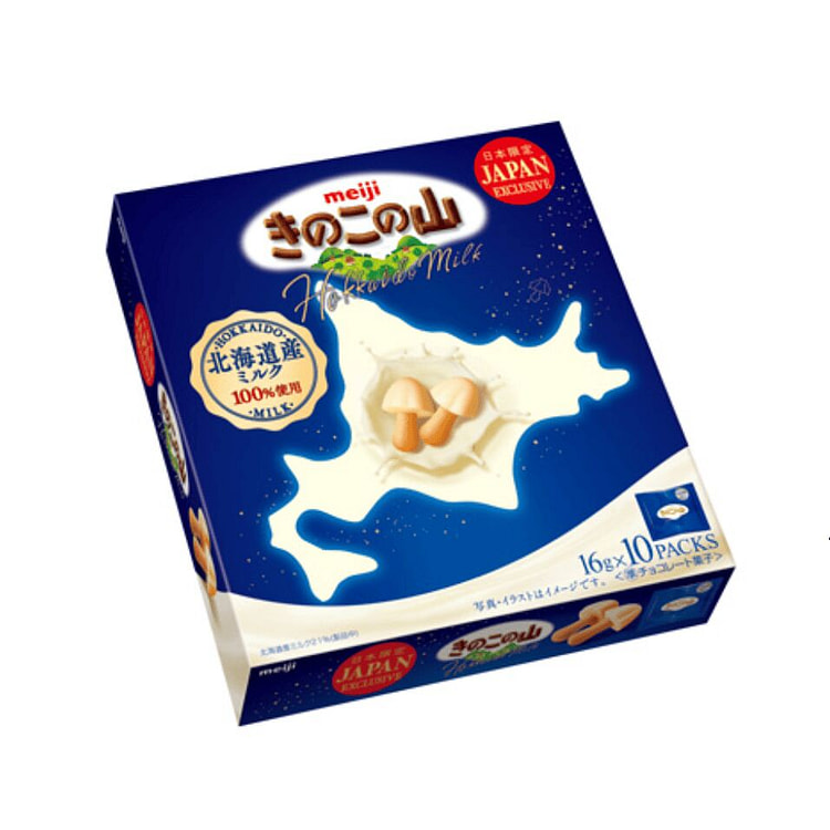 明治北海道牛乳小蘑菇巧克力 16g×10袋 1 盒
