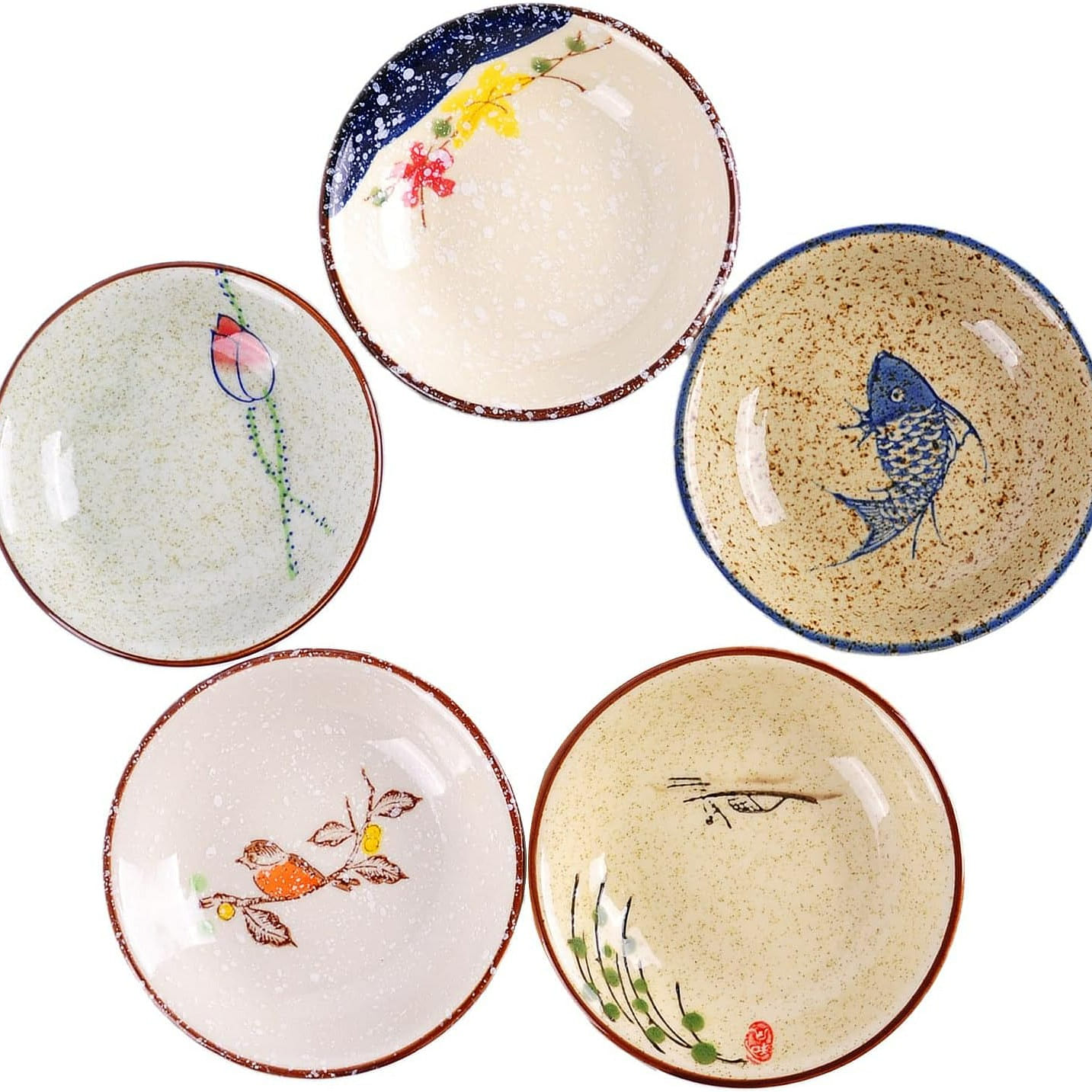 Japanese Retro Porcelain Side Dish Ceramic Side Dishes Bowl Seasoning Dishes 1 each