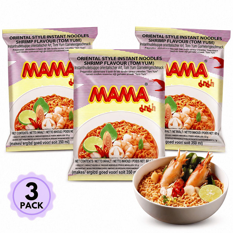 MAMA Instant Noodles Shrimp Tom Yum Flavor 3 pack 85 g