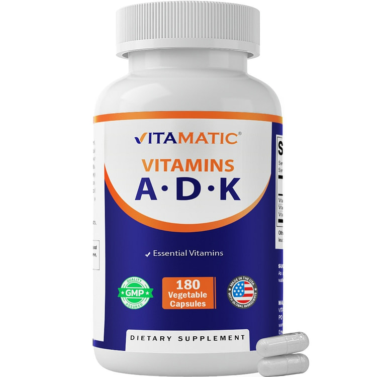 ADK 维生素补充剂，180 粒素食胶囊