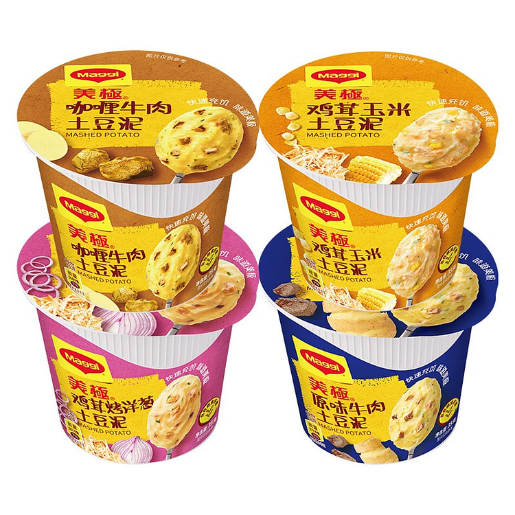 4盒 美极土豆泥早餐夜宵速食混合味