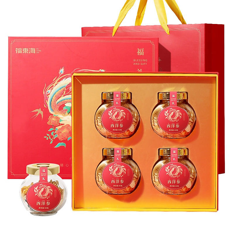 【 Fudonghai Product 】 American Ginseng Round jar Gift Box 180g/ gift box 180 g